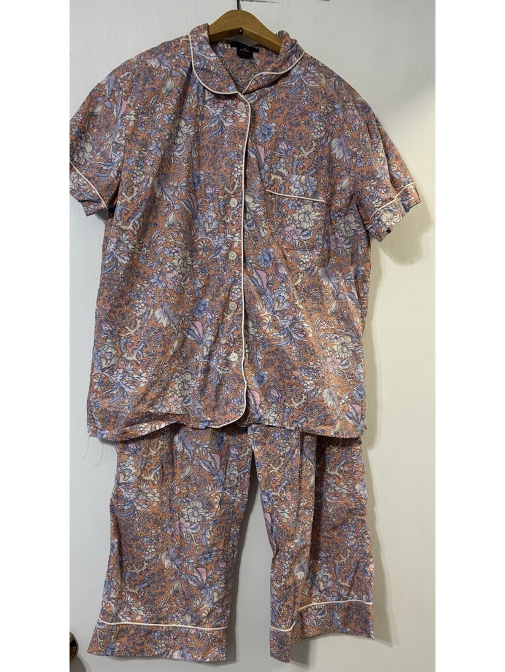 J Crew Poplin Short sleeve Pajama Set 100% Cotton Women's S - Button Down